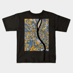 Budapest Map Pattern in Blue & Gold Kids T-Shirt